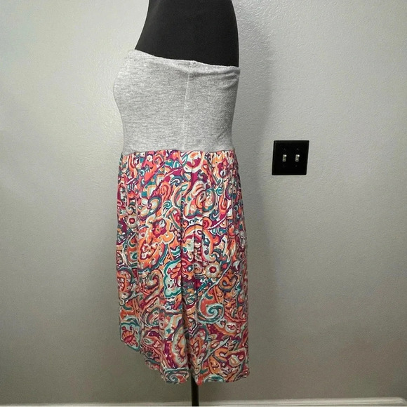 ROXY Women's Grey and Floral Print Strapless Tube Top Dress LARGE - Picture 4 of 5